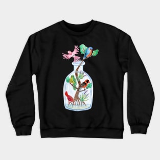 Birds in a Bottle Watercolor Painting Crewneck Sweatshirt